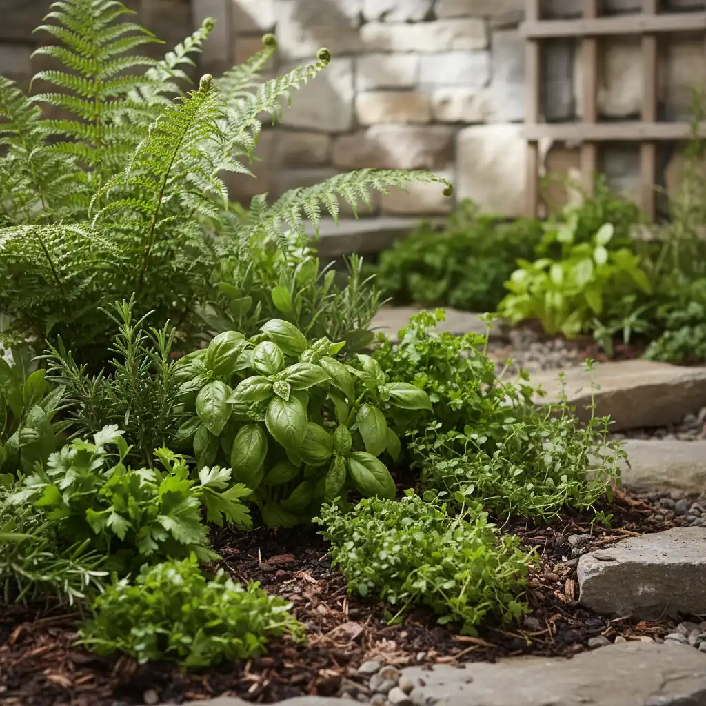 Pflanzbereiche für Kräuter und Farne